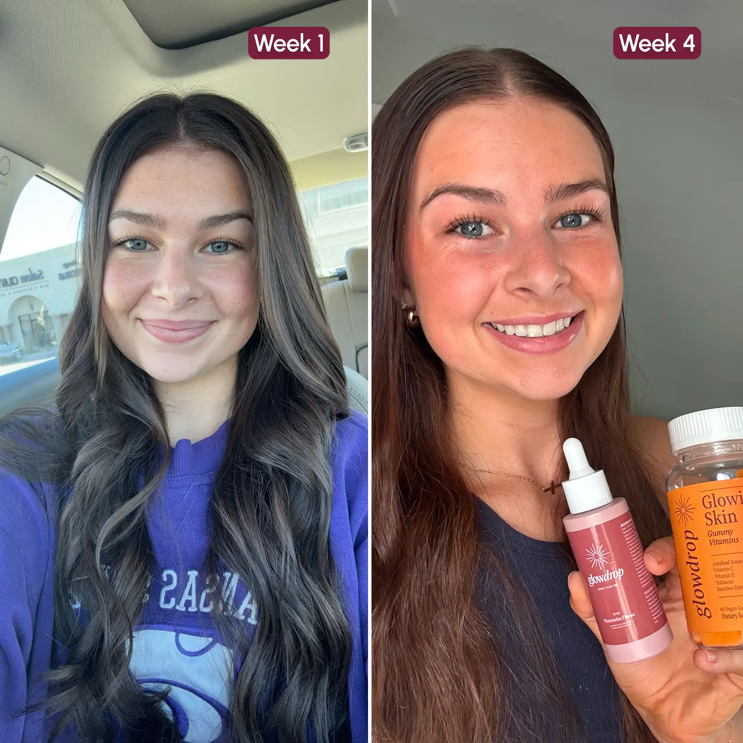 Before and after GlowDrop, third person