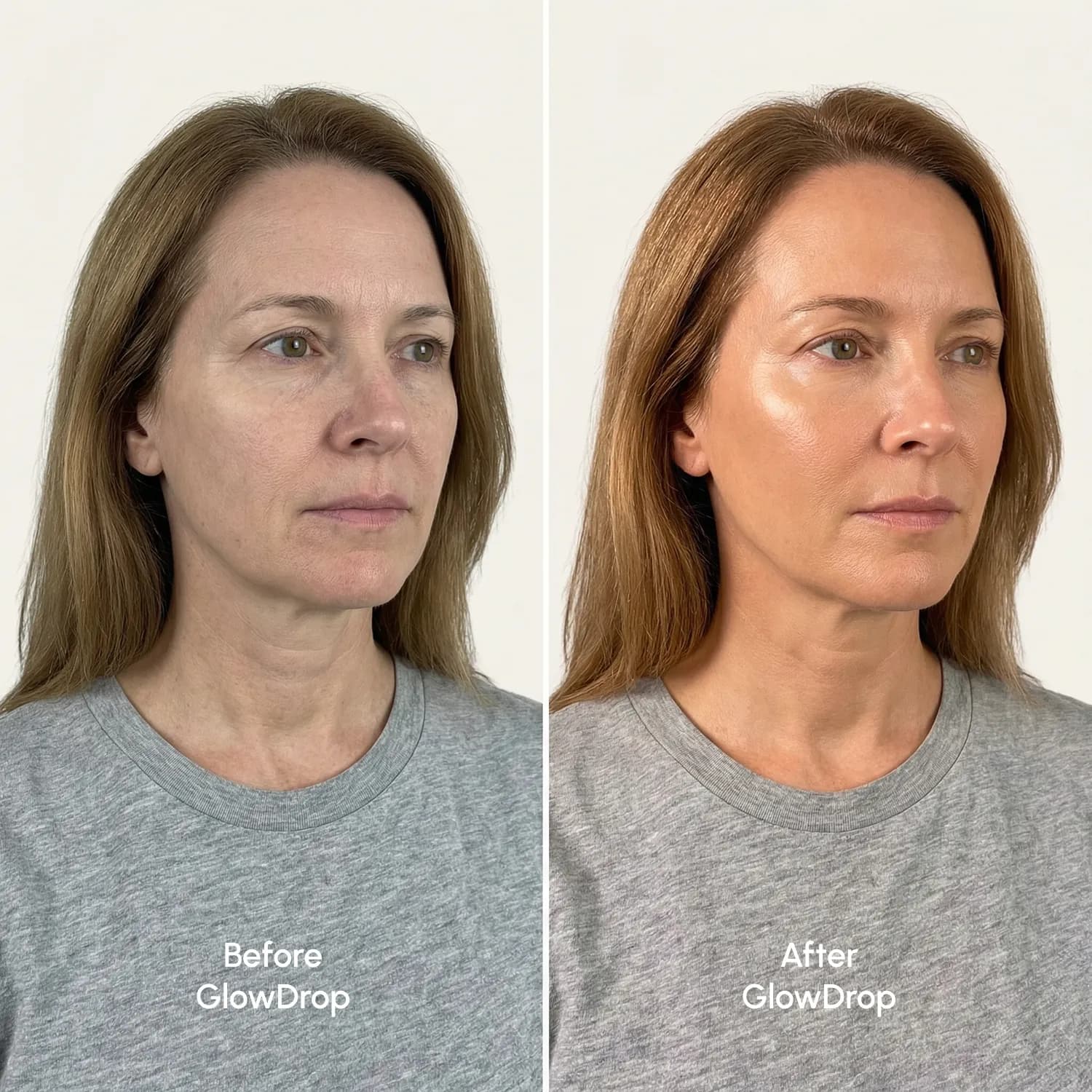Before and after GlowDrop, fifth person
